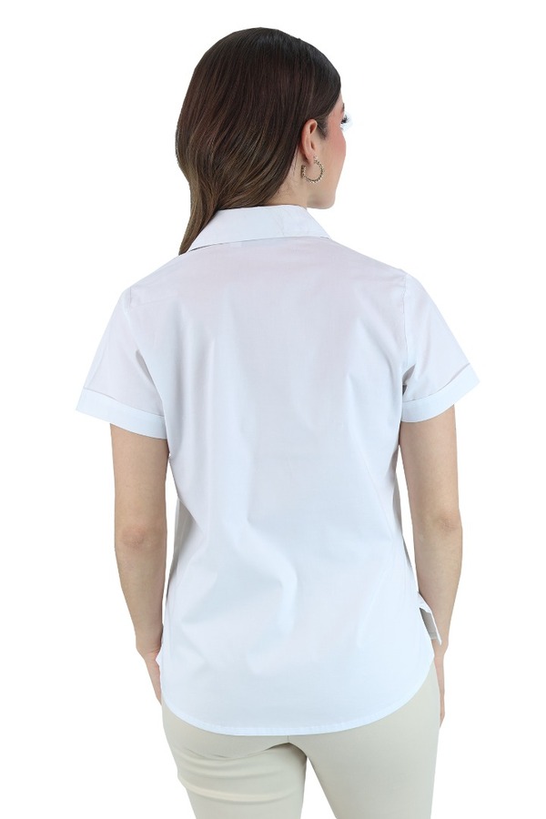 Blusa Manga Corta Color Blanco Para Uniforme De Dama
